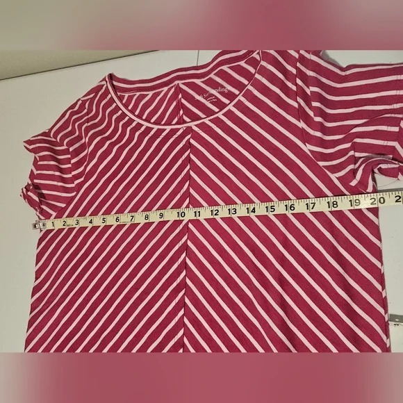 Soft Surroundings Fushia Striped Short Sleeve Tee Size Medium - Picture 10 of 14